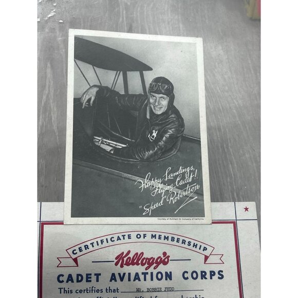 Kellogg's Cadet Aviation Corps Membership Certificate and Photo of "Speed" Rober - Picture 3 of 4
